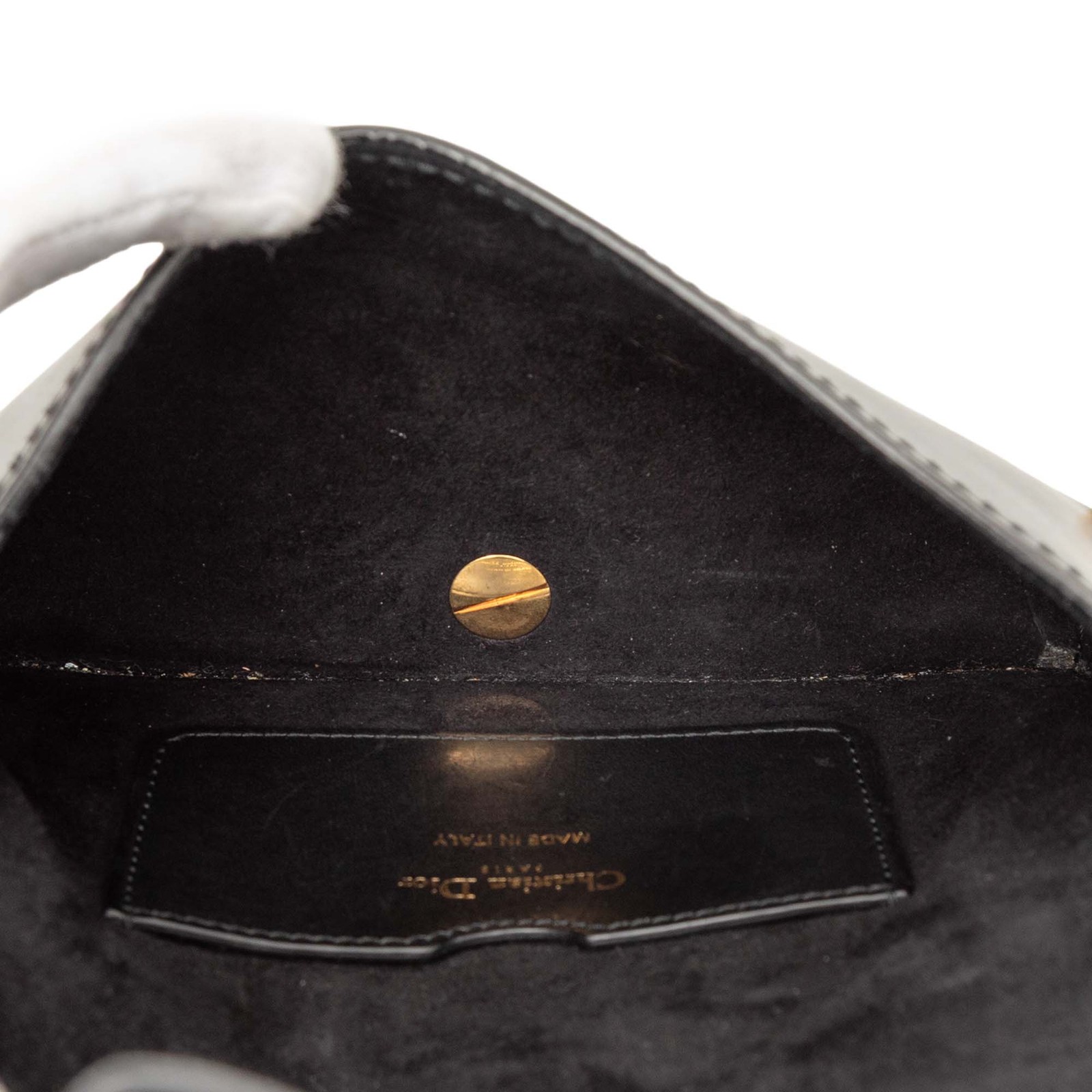 Authenticated Dior Mini Leather D Bee Saddle Bag … - image 4