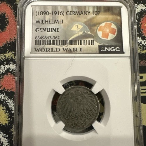 1900 Germany 10P WW1 Special Label NGC Slabbed Genuine Wilhelm II