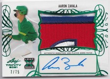 2021 Leaf Trinity #PA-AZ1 Aaron Zavala Patch Autographs Green Texas Rangers