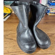 LaCrosse Rubber Overshoes Mens 14 Black Waterproof Snap Closure Made In USA
