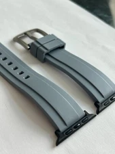 22mm GRAY STRAIGHT EDGE Caoutchouc Apple Watch Strap/Adaptors 42-44-45mm