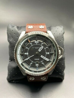 Diesel, Rollcage Exposed Grey Dial Brown Leather Men's Watch