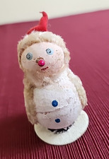 Vintage Styrofoam Balls Snowman in Santa Claus Cape Figurine