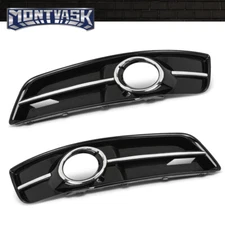 Fit For 2010-2013 Audi A3 Front Bumper Fog Light Bezel w/ Chrome Trim Left+Right