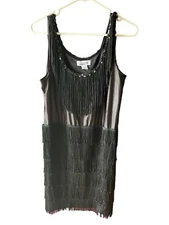 Fun Costumes Halloween Black Flapper Great Gatsby 20's Dress L Sequin Fringe