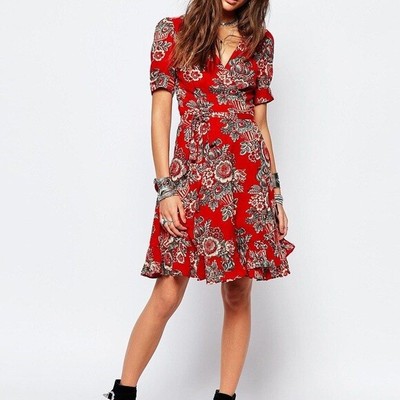 ralph lauren red wrap dress