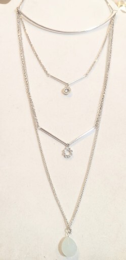 Statement Boho Multi Layer Silver Tone Necklace D… - image 5