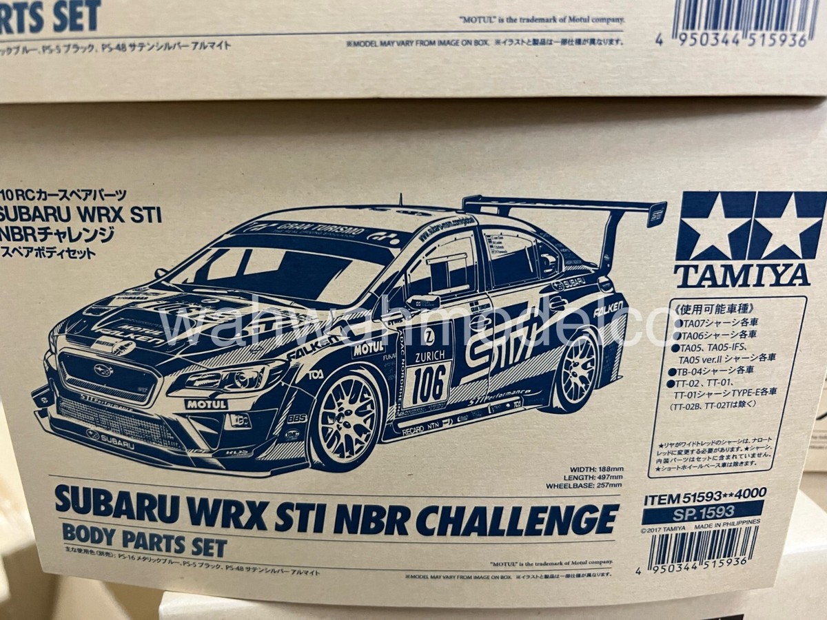 Tamiya Subaru WRX STI NBR Challenge 190mm Touring Car Body Tamiya Subaru WRX STI NBR Challenge 190mm Touring Car Body