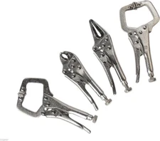 4pc Vise Grip Mini Locking Pliers Set Straight Needle C-Clamp High Carbon Steel
