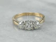 2Ct Lab Created Diamond Round 3-Stone Engagement Ring 14k Yellow Gold Plated