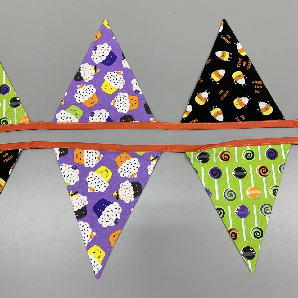 Homemade Fabric Pennant Banner Decoration Halloween Approx. 83" - Image 3 of 4