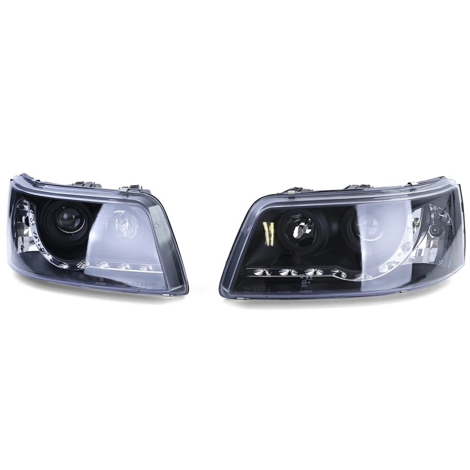 Faro proiettore con luce diurna a LED ottica nero per VW Transporter Bus T5 03-09 - Immagine 2 di 4
