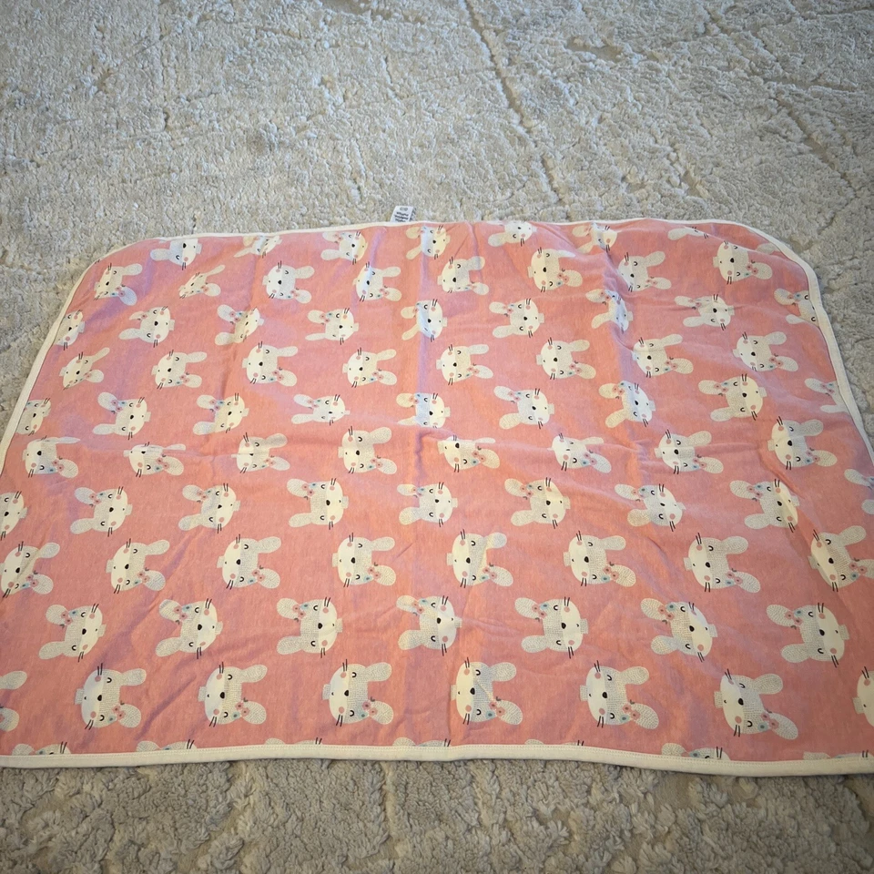 Garber Rosa Blanco Conejito Reversible Algodón Orgánico Niñas Bebé Manta Lovey- Foto 2 de 4