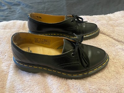 Dr Martens UK black lace up Siano hole smooth leather loafers