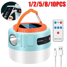 Solar Camping LED Lamp USB Rechargeable Tent Light Outdoor Hiking Remote Lantern