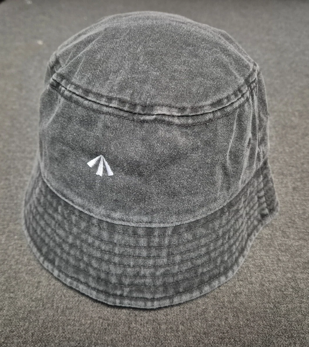Vintage Bucket Hat with Crowsfoot Embroidery in Vintage Black L/XL 58cm to 62cm