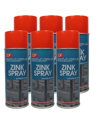 ZINKSPRAY 6x 400ml Zinkstaub Rostschutz Grundierung Zinc Spray Dose Zink