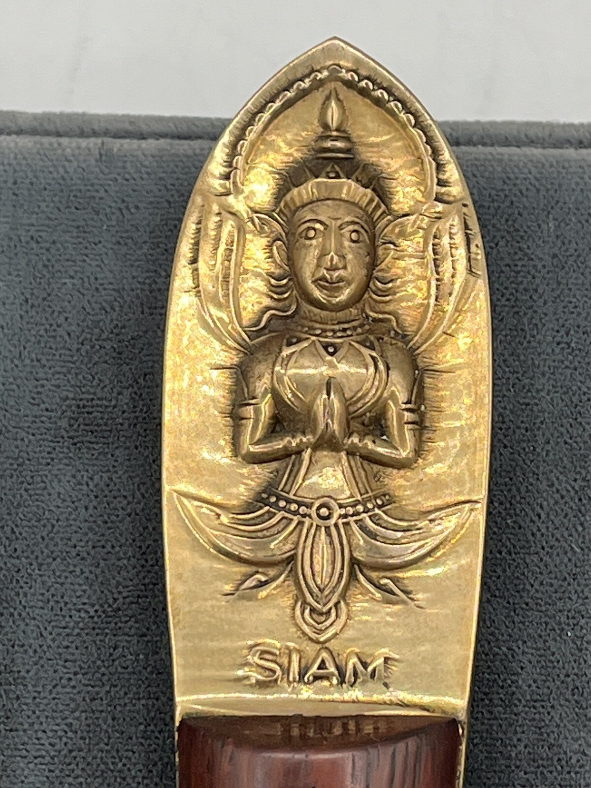 VTG Siam Meat Fork & Knife Set Brass/ Partial Wood Handle