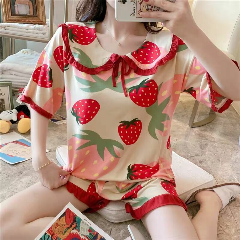 Summer Women Sleepwear Cute Cartoon Pajama Sets/Nightdress Soft Short  Sleeve Set