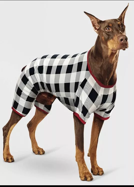 Black and white plaid dog pajamas hot sale