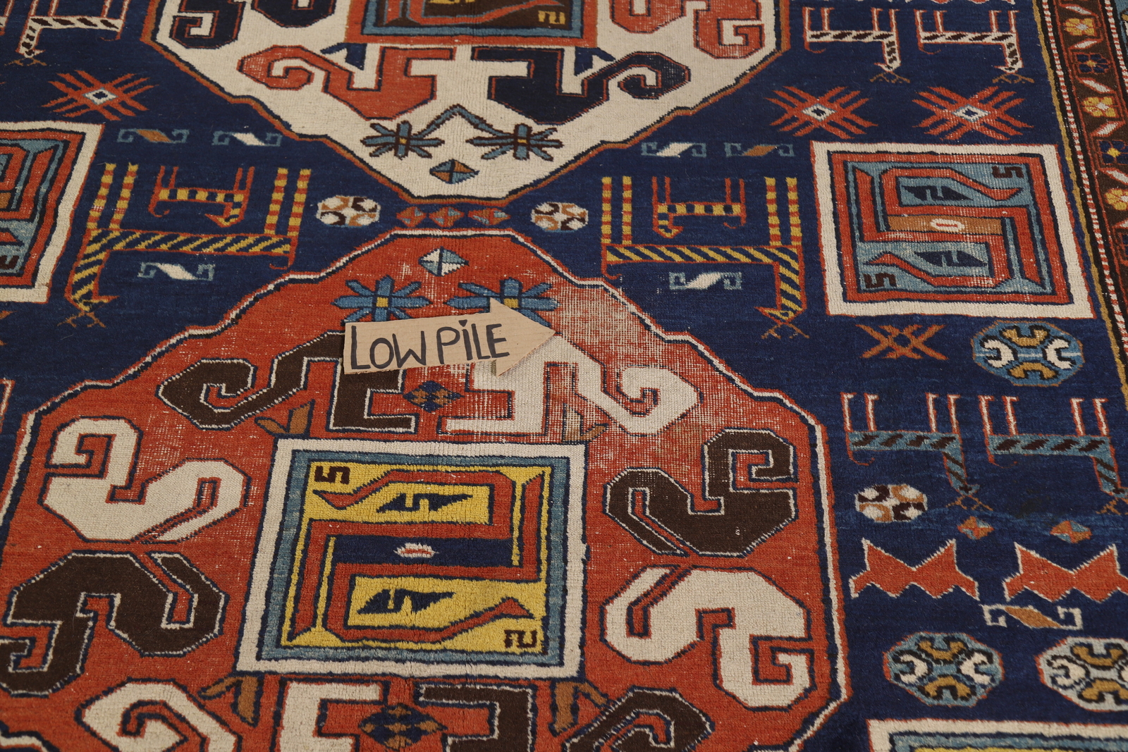 Antique Blue Vegetable Dye Russian Kazak Oriental Hand-made Area Rug ...