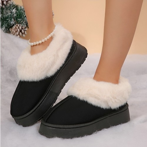 Women's Winter Suede Shearling Slippers - Comfy Warm Thick-Sole Casual Snow Boot - Picture 5 of 10
