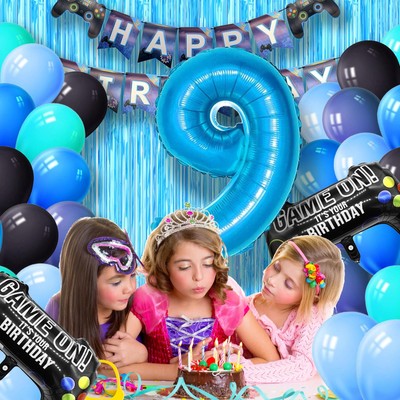9. Geburtstag Party-Deko Für Jungen – Videospiel-Theme Mit Banner, Ballons & Hintergrund | Komplettset