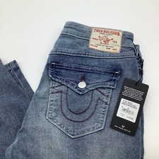 True Religion Womens Jennie Curvy Mid Rise Super Skinny Jeans Blue Size 27 NWT