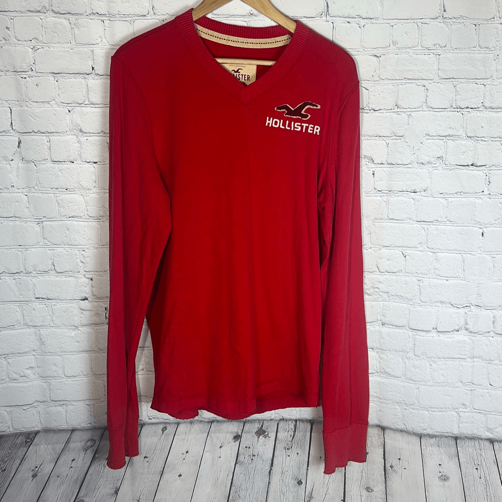 Mens Hollister Hollister Red Long Sleeve Hollister Mens Red Vneck