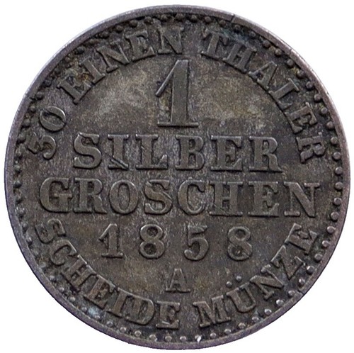 1870 A PRUSSIA Germany State Silver 1 Groschen OLD Coin King