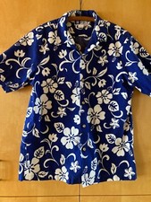 RJC Hawaiian Shirt S/S Large Blue Floral Button Up Mens Colorful Hawaii USA Made