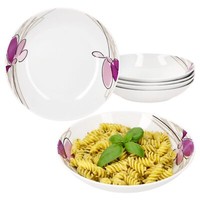 6Er Set Viola Suppenteller 450Ml Porzellan 6 Personen Tiefe Teller Pasta Blumen