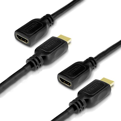 2x 2m HDMI Verlängerung Verlängerungskabel Ethernet 4K UHD 2160p FULL HD 1080p