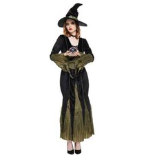 Eraspooky Women's Wicked Witch Costume Halloween Magic Cosplay Dress with Hat, M