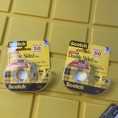 2 Pack Scotch Permanent Double-Sided Tape .5''X250'' 021200010323 Photo Safe