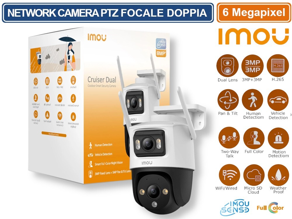 TELECAMERA PTZ NETWORK DOPPIO OBIETTIVO 6 MP FULL COLOR RICONOSCIMENTO UMANO