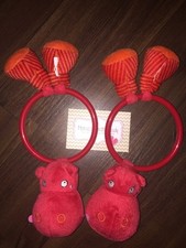 2 Stück - Ikea Stofftier Plüschtier Barnslig Greifling Nilpferd Rot Ring Orange