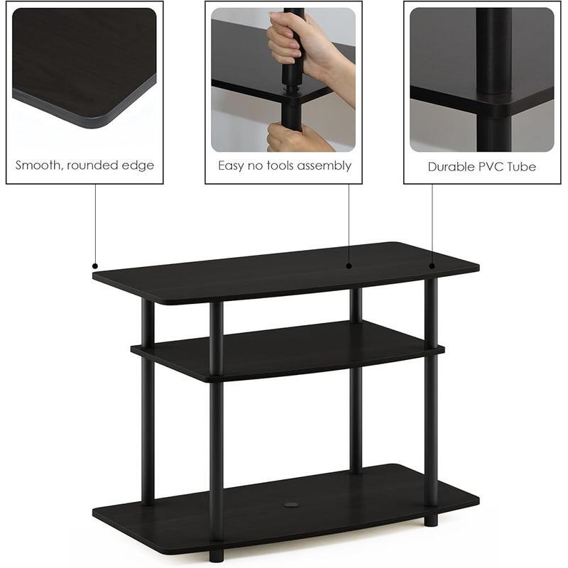 3-Tier Entertainment Center TV Stand Fits Up to 32 Inch No Tools Required New