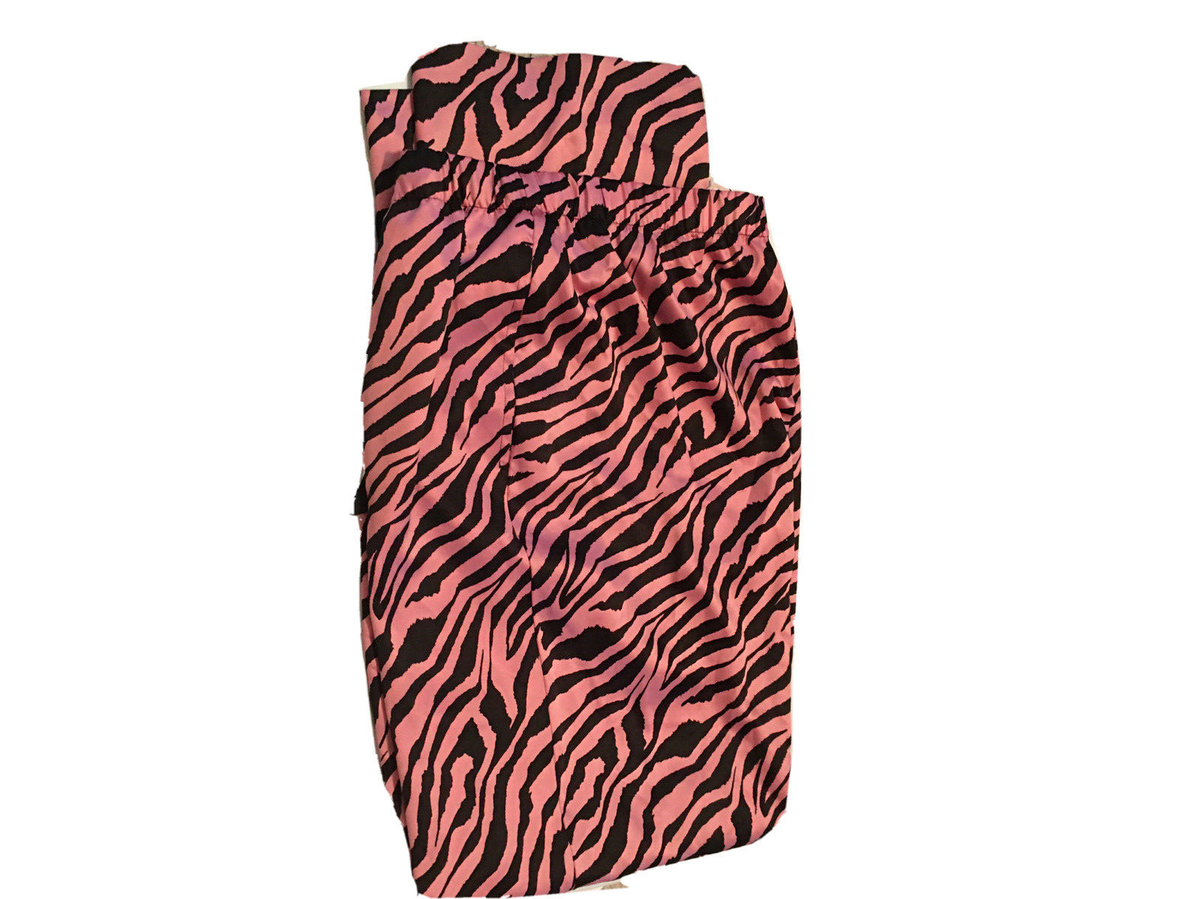 Victoria Secret Pink Black Zebra Pajama Pants Size L Sleepwear
