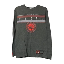 UNK NBA Philadelphia 76ers Mens Gray Long Sleeve Ribbed Shirt Size Small
