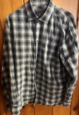 Pronto Uomo Blue Plaid Shirt 2XLT Cotton Very Lightly Worn-Excellent Condition