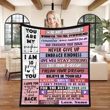 USA Printed Custom Blanket, To My Daugther Blanket, Personalize Birthday Gift