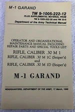  TM9-1005-222-12 Rifle Caliber .30 M1 Garand Rifle Operator Maintenance Manual 