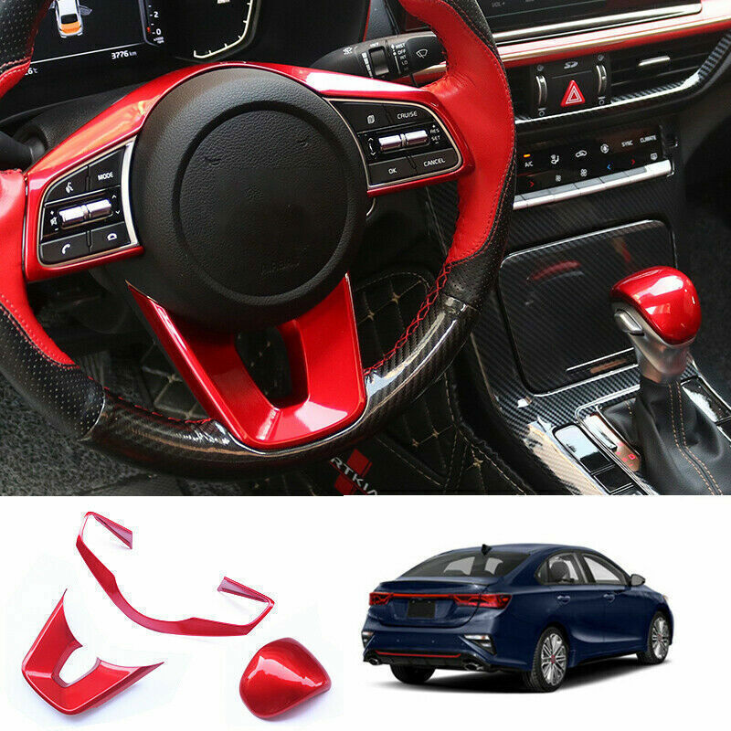 For 20192022 KIA Forte Cerato RED Steering wheel+Gear Lever Shift Knob