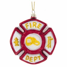 Kurt S Adler Fire Department Shield Hero Christmas Tree Ornament Retro Decor