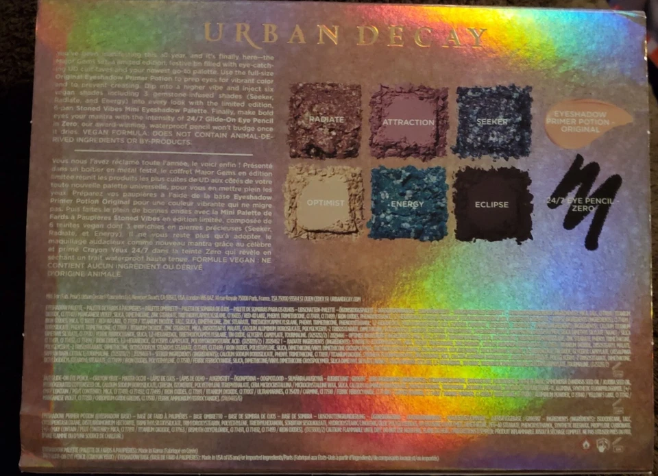 Urban Decay Major Gems Eyeshadow Palette Full Sz Primer & 24/7 Zero Liner NIB - Image 2 of 4