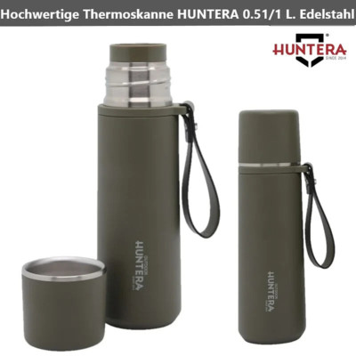 Hochwertige Thermoskanne HUNTERA 0.5/1 L Edelstahl; Isolierkanne; Thermo-Flasche