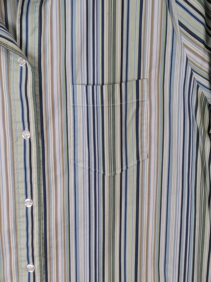 LIZ Lange 孕妇装上衣女式 XXL 码纽扣条纹衬衫蓝色绿色经典 — 第 4/4 张图片