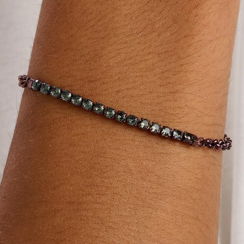 S'agapo Bracciale Tennis Acciaio Marrone e Zirconi Verde Sagapo STK07 Sagapò - Foto 3 di 4