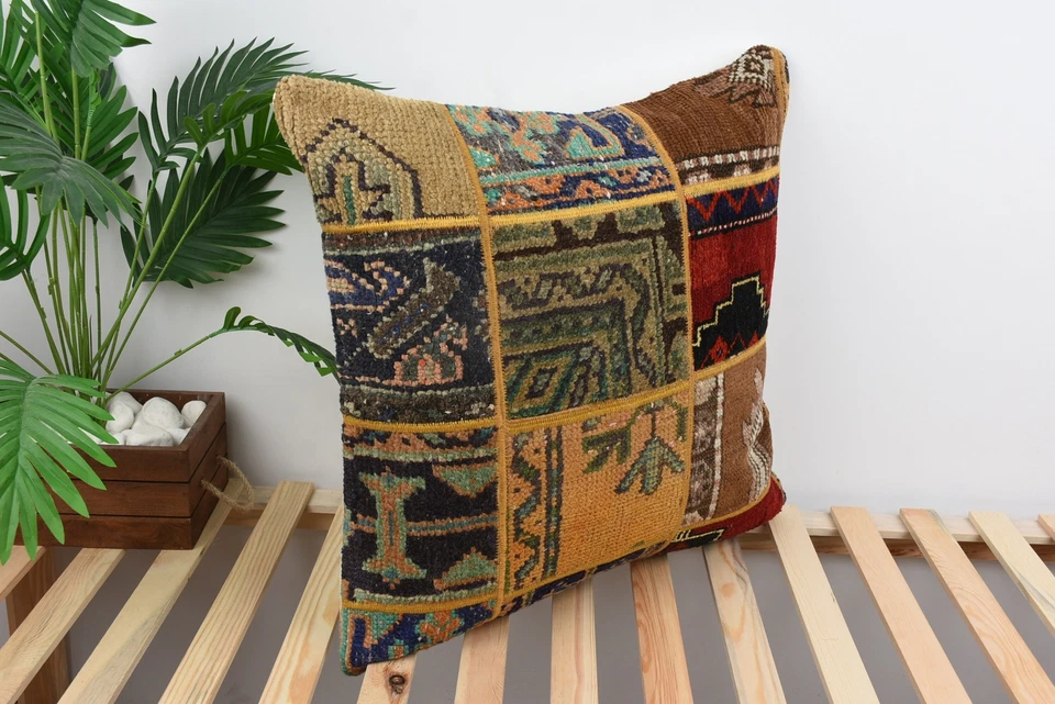 Vintage Pillow, Vintage Kilim Pillow, Pillow Case, 24"x24" Orange Pillow Case - Image 4 of 4